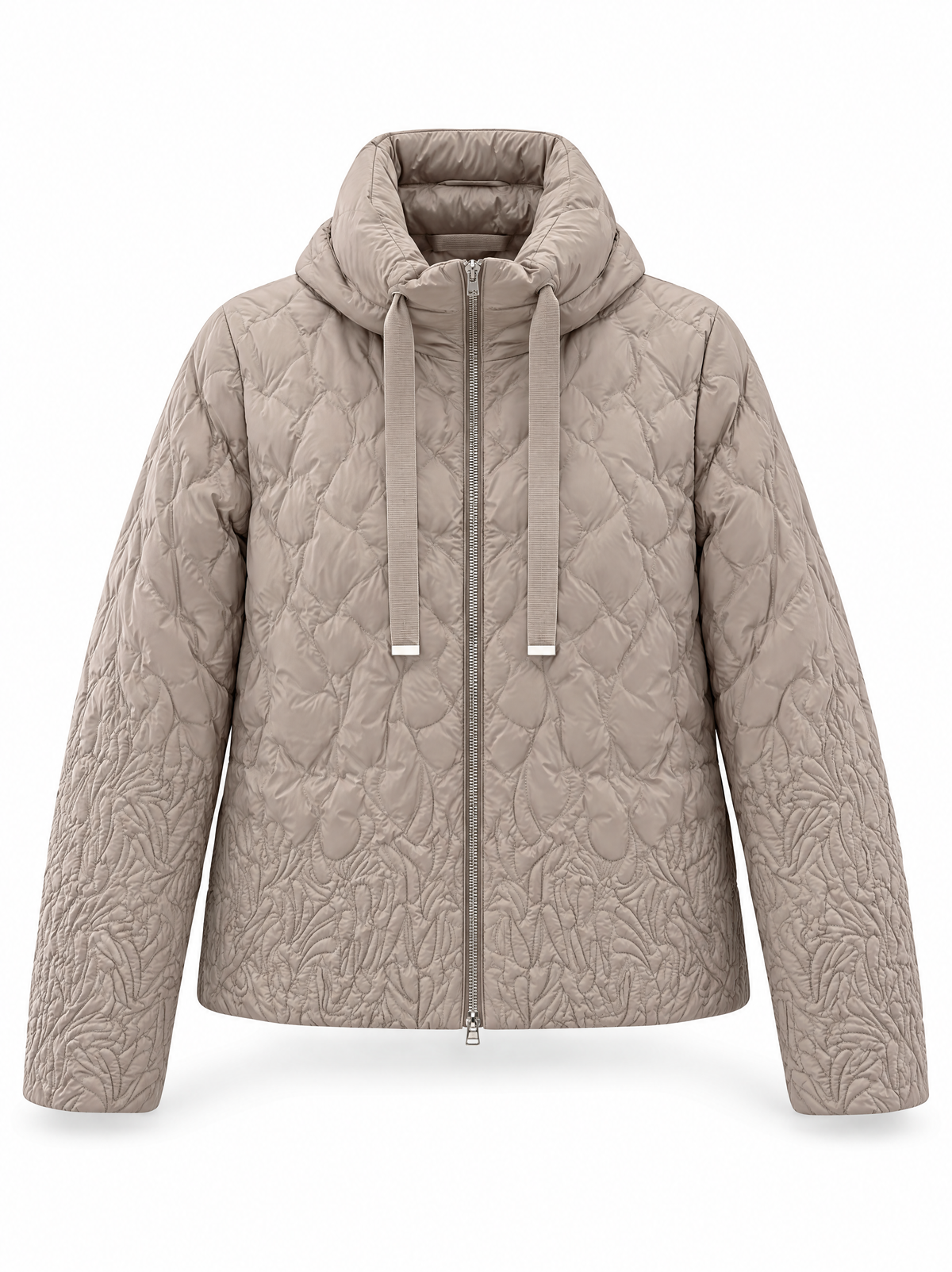 Kurze Bomber-Daunenjacke mit durchgehendem Reißverschluss und Stehkragen ML