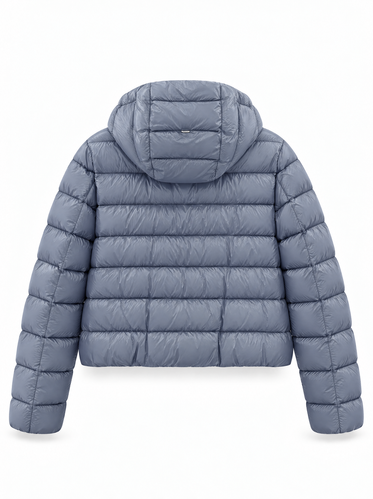 Piumino Corto COn CappuccioFull Zip - Celeste