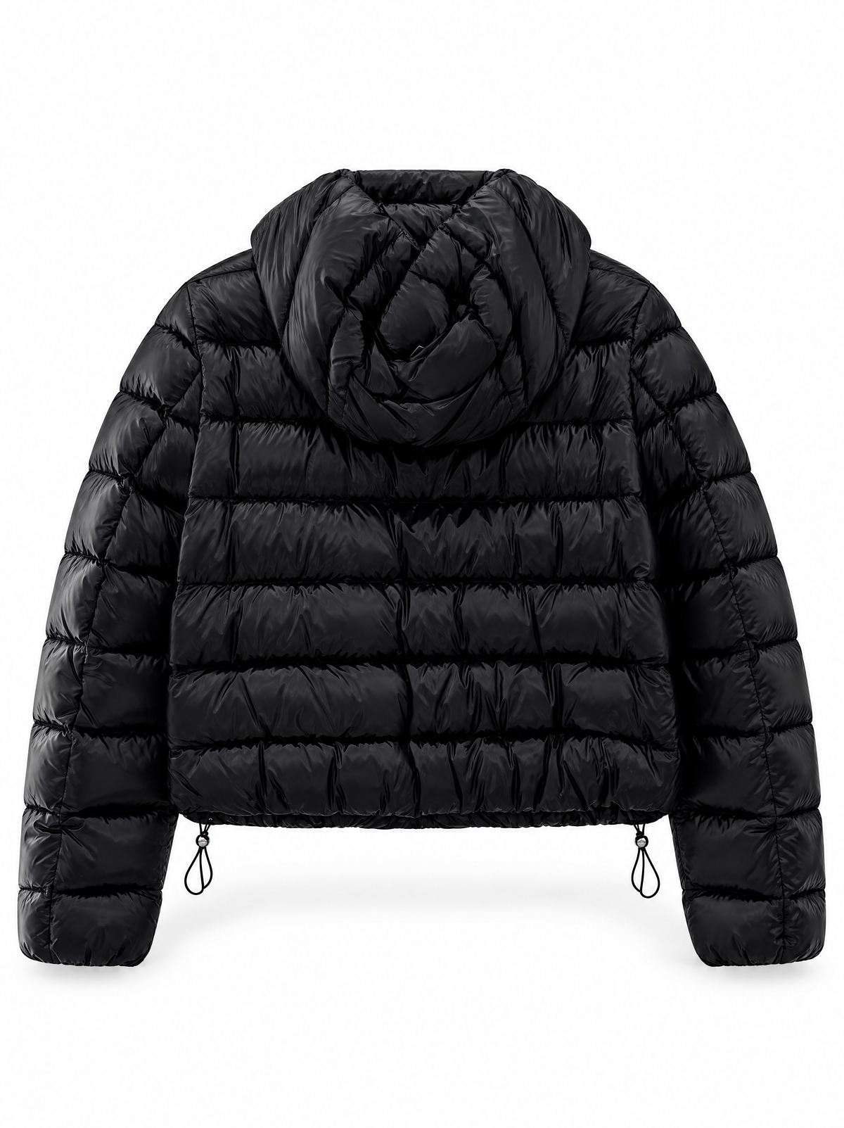 Piumino Corto COn CappuccioFull Zip - Nero