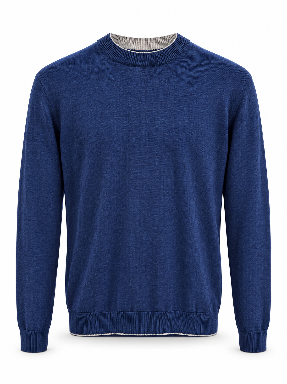 Maglia girocollo ML con tipping - Blu/Grigio
