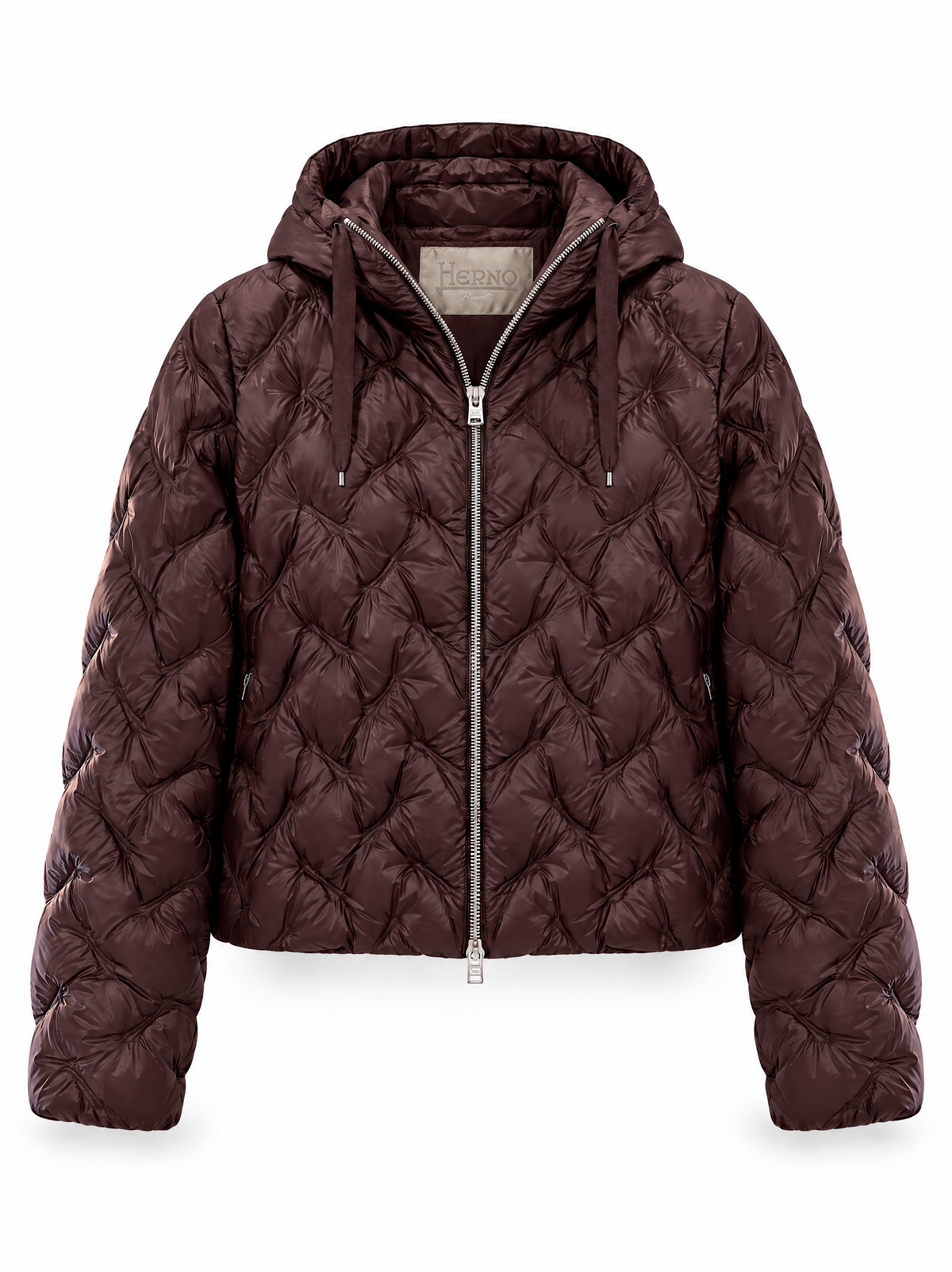 Daunenjacke mit Reißverschluss, Kapuze und Kordelzug