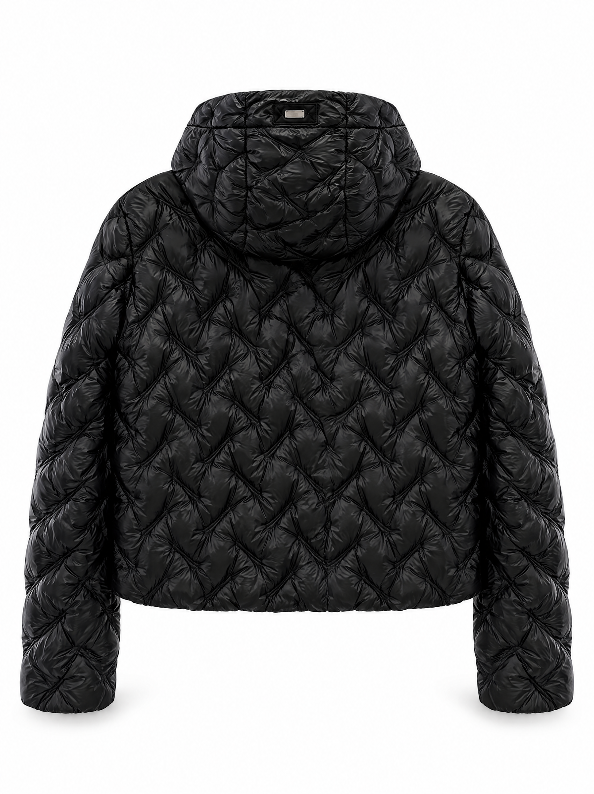 Piumino Full Zip Con Cappuccio e Coulisse - Nero