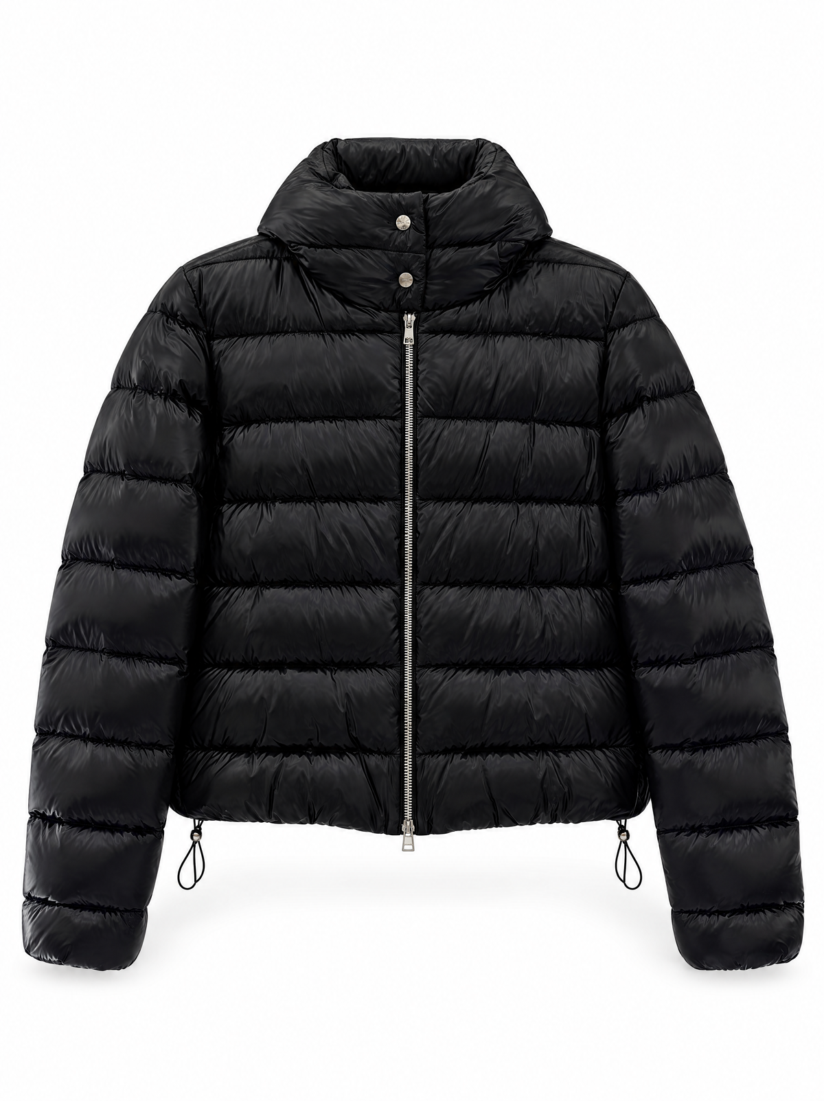 Piumino Corto COn CappuccioFull Zip - Nero